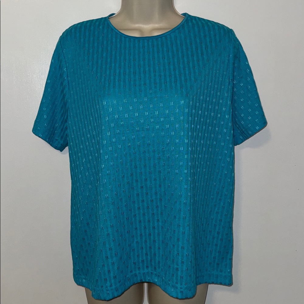 All Points Reference Point Short Sleeve Top T-Shirt Women’s L Large Malibu Blue